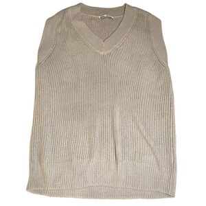 Zara V-Neck Knit Sweater Sleeveless Cream Men’s Size L